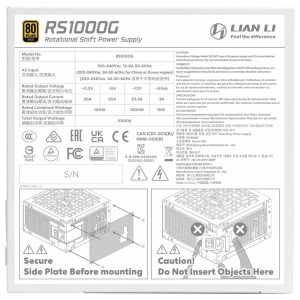 Lian Li RS Series 80 PLUS Gold Power Supply, ATX 3.1, modular - 1,000 Watt, with RS Hub, white : image 5