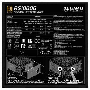 Lian Li RS Series 80 PLUS Gold Power Supply, ATX 3.1, modular - 1,000 Watts, black