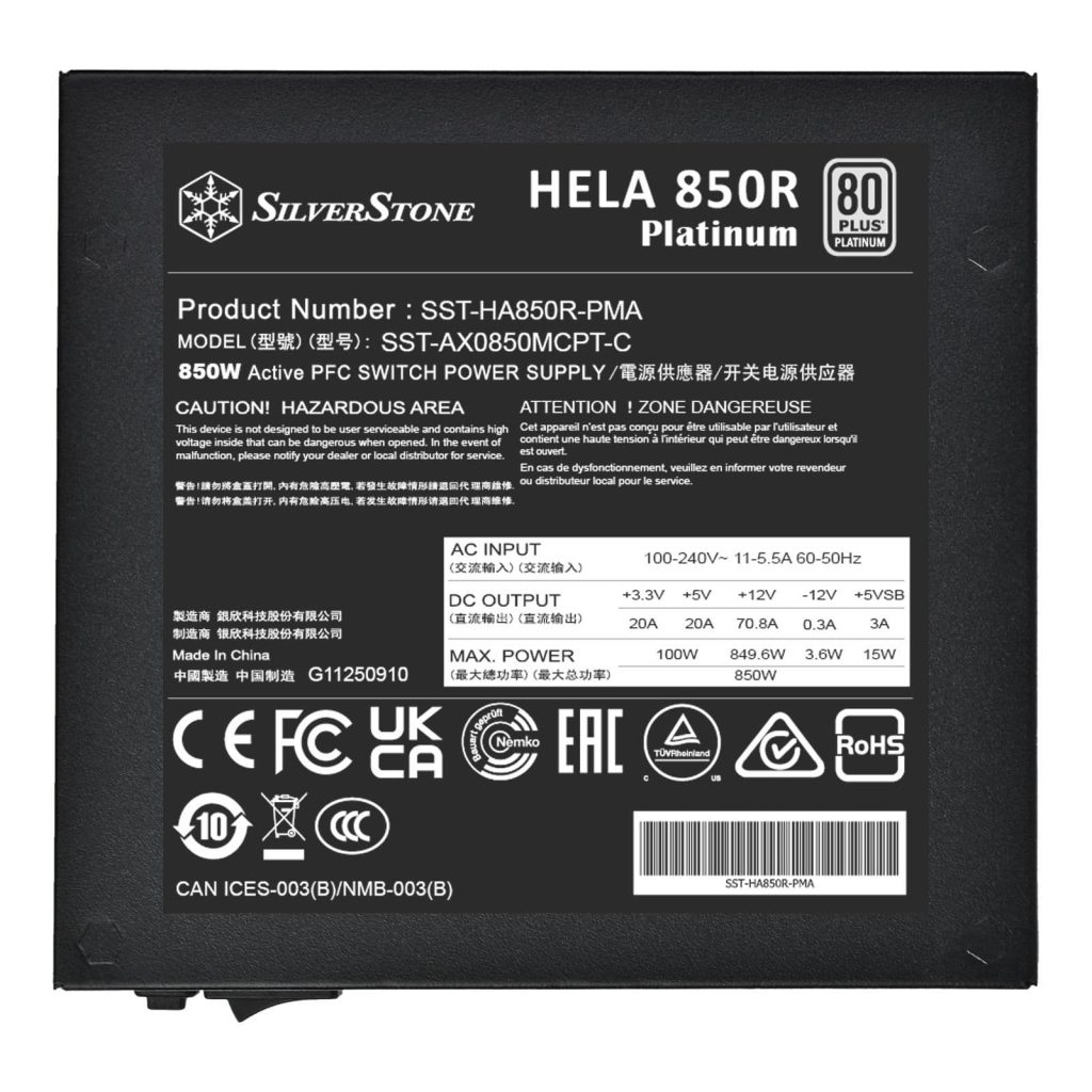 Silverstone HELA 850w Platinum ATX 3.1 / PCIe 5.0 PSU