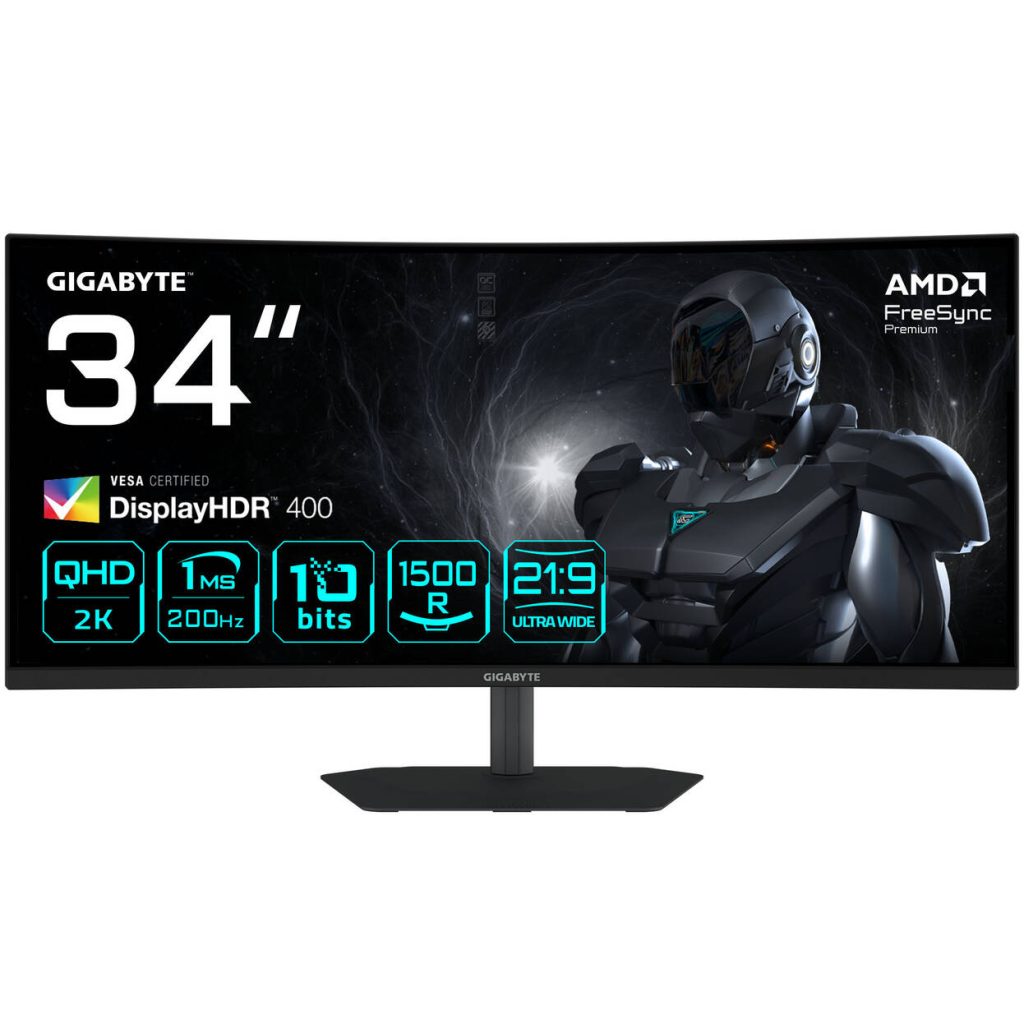 Gigabyte G34WQC2, 34-inch WQHD Gaming Monitor, 200Hz, VA Panel, FreeSync Premium