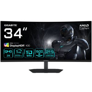 Gigabyte G34WQC2, 34-inch WQHD Gaming Monitor, 200Hz, VA Panel, FreeSync Premium