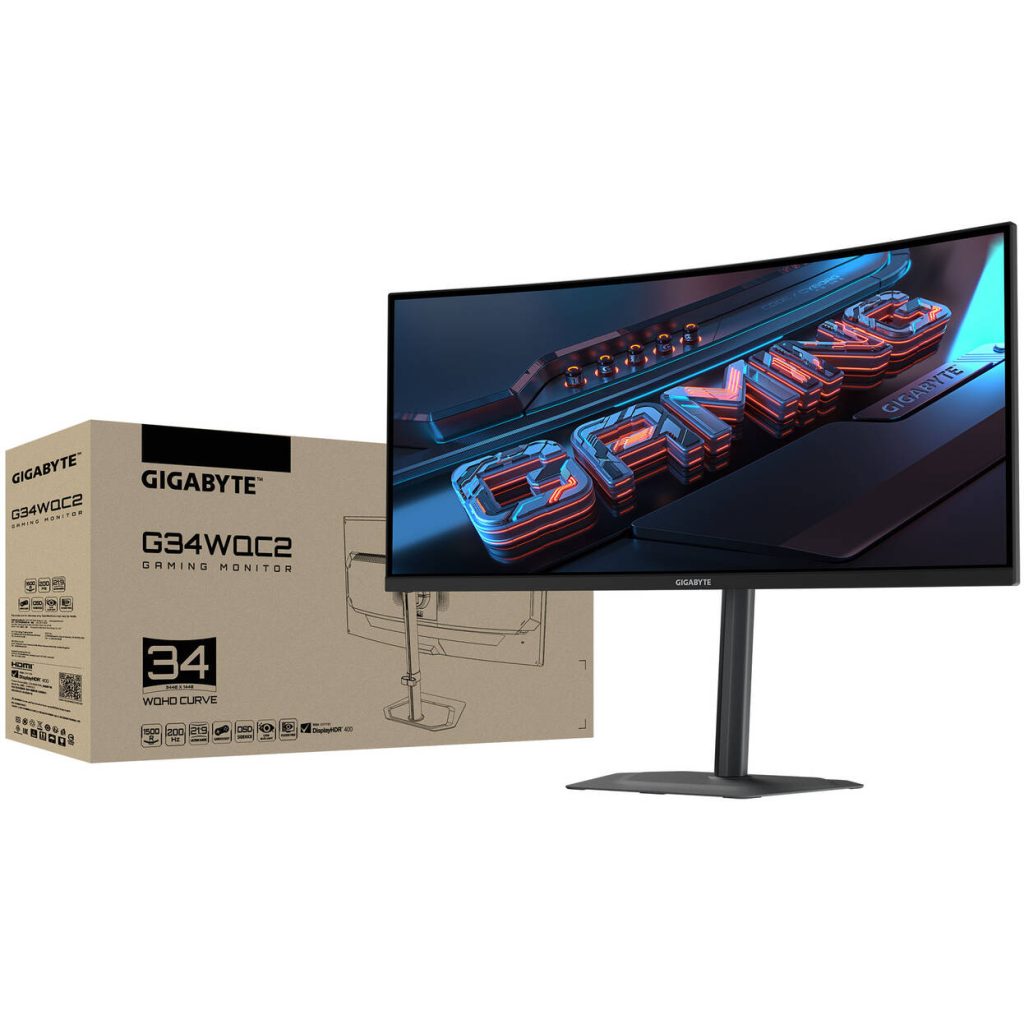 Gigabyte G34WQC2, 34-inch WQHD Gaming Monitor, 200Hz, VA Panel, FreeSync Premium