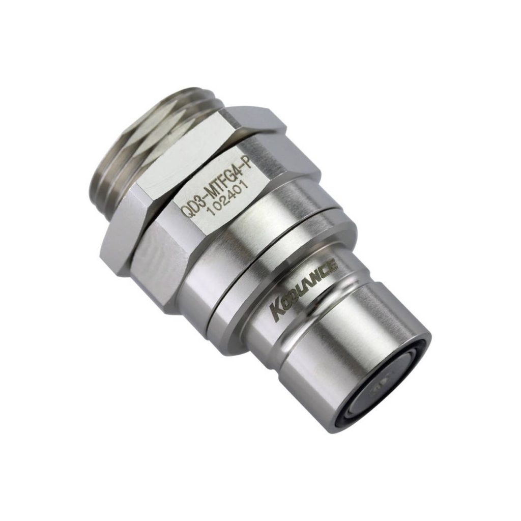 Koolance QD3 Quick Disconnect with Bulkhead straight male G1/4 inch female thread - no-spill, silver : image 1