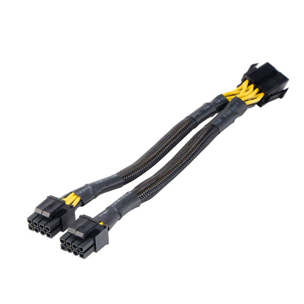 Akasa 8-Pin to 2x 4+4-Pin Adapter Cable, EPS/ATX Compatible - Black, 20cm : image 1