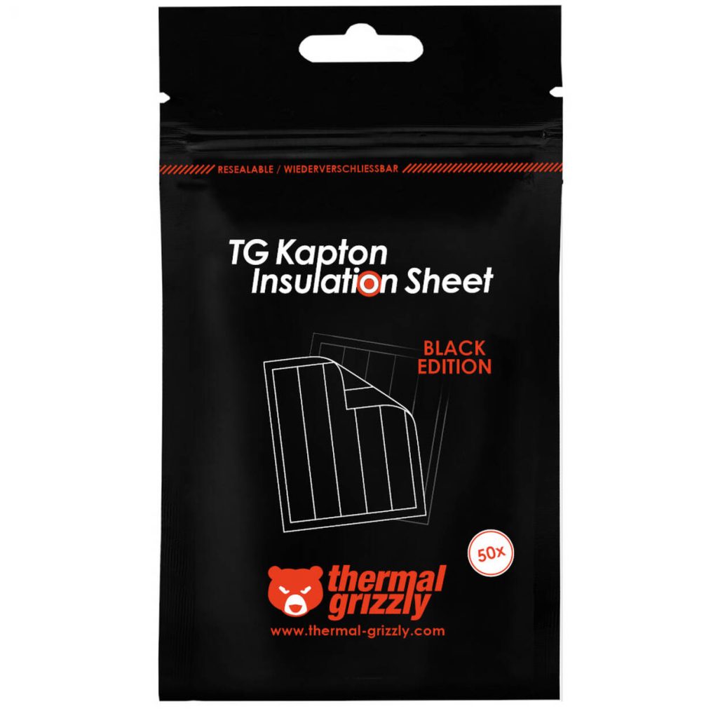 Thermal Grizzly Kapton Insulation Sheet, 10 x 60mm - 50 pieces, black