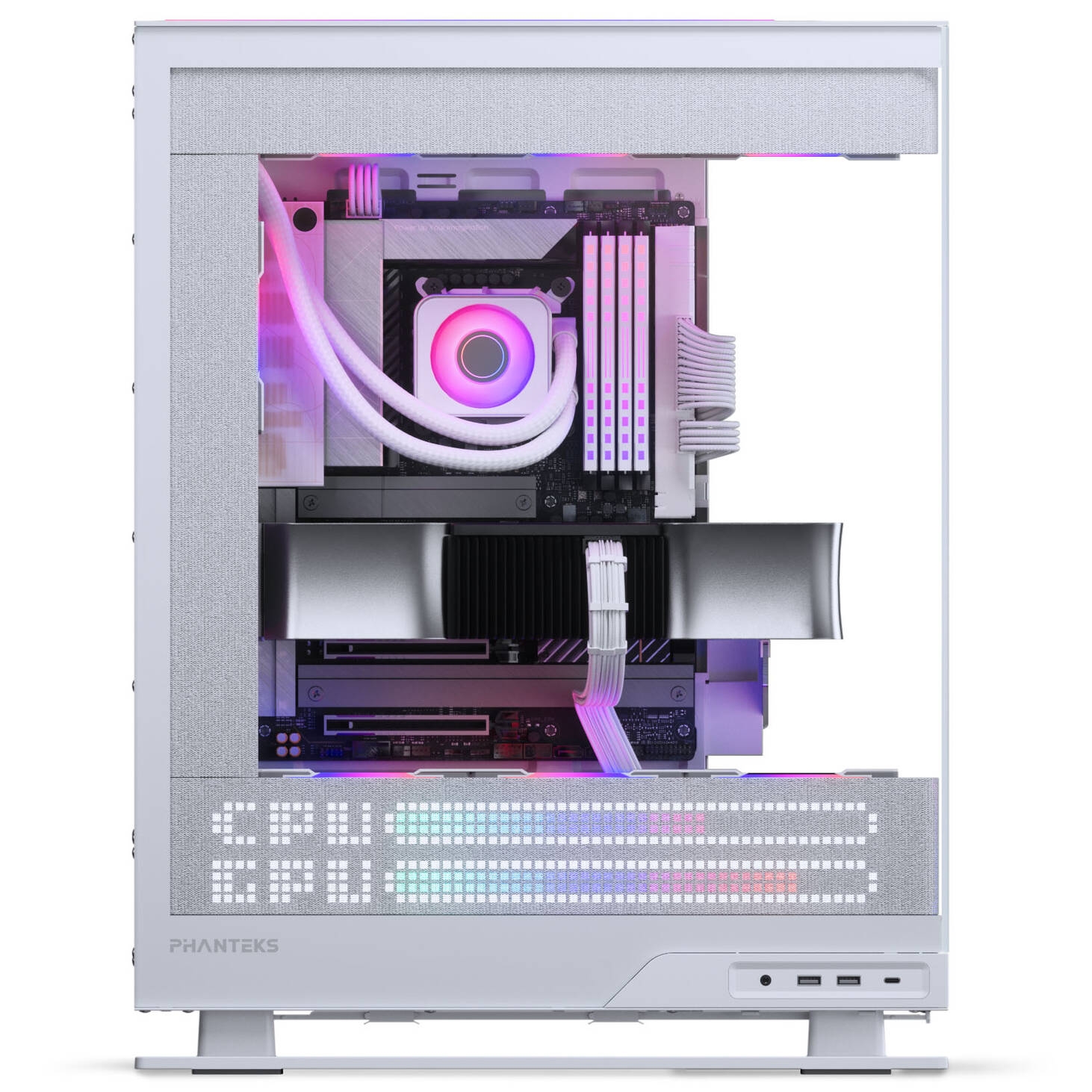 Phanteks Evolv X2 Matrix PC Case, Mid-Tower, E-ATX, Tempered Glass, Matrix LED - White