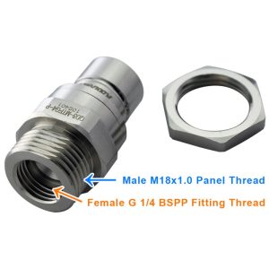 Koolance QD3 Quick Disconnect with Bulkhead straight male G1/4 inch female thread - no-spill, silver : image 2