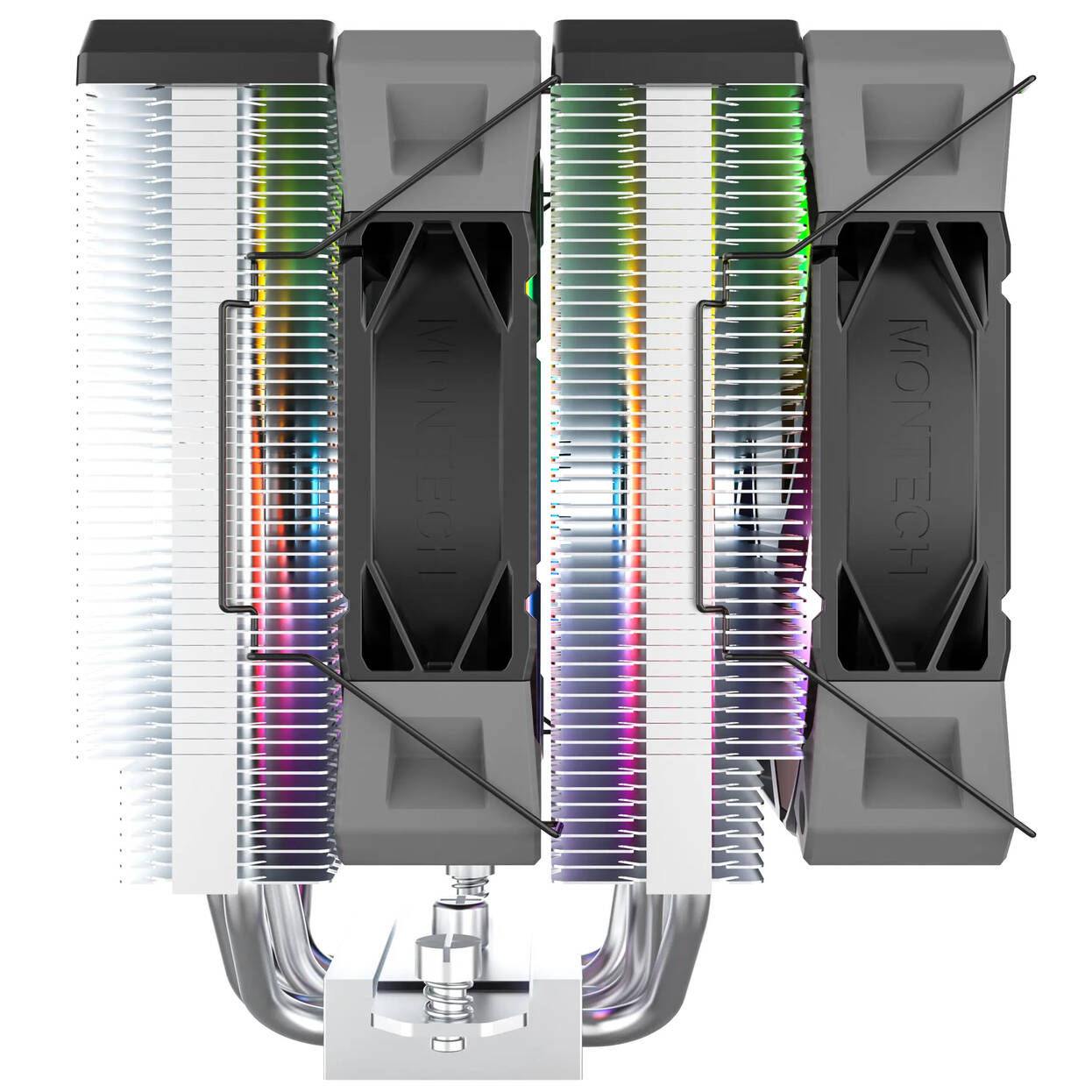 Montech NX600 ARGB CPU Cooler, Dual Tower - 2x 120mm, black