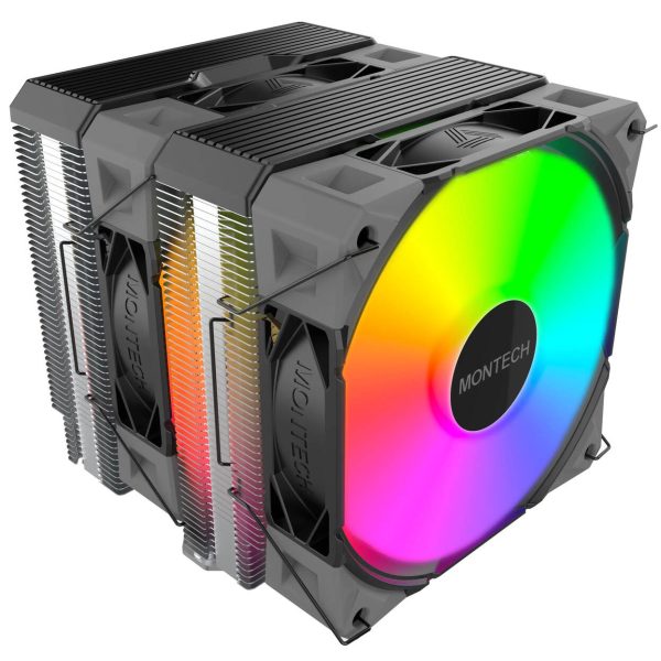 Montech NX600 ARGB CPU Cooler, Dual Tower – 2x 120mm, black