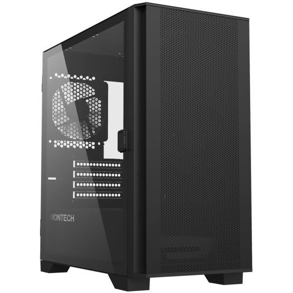Montech AIR 100 LITE PC Case, Mid Tower, Micro-ATX, Tempered Glass – Black