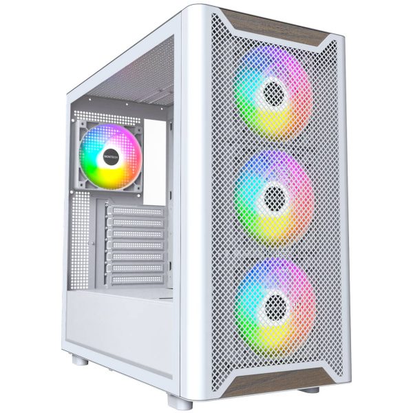 Montech XR Wood PC Case, Mid Tower, ATX, ARGB, Tempered Glass – White