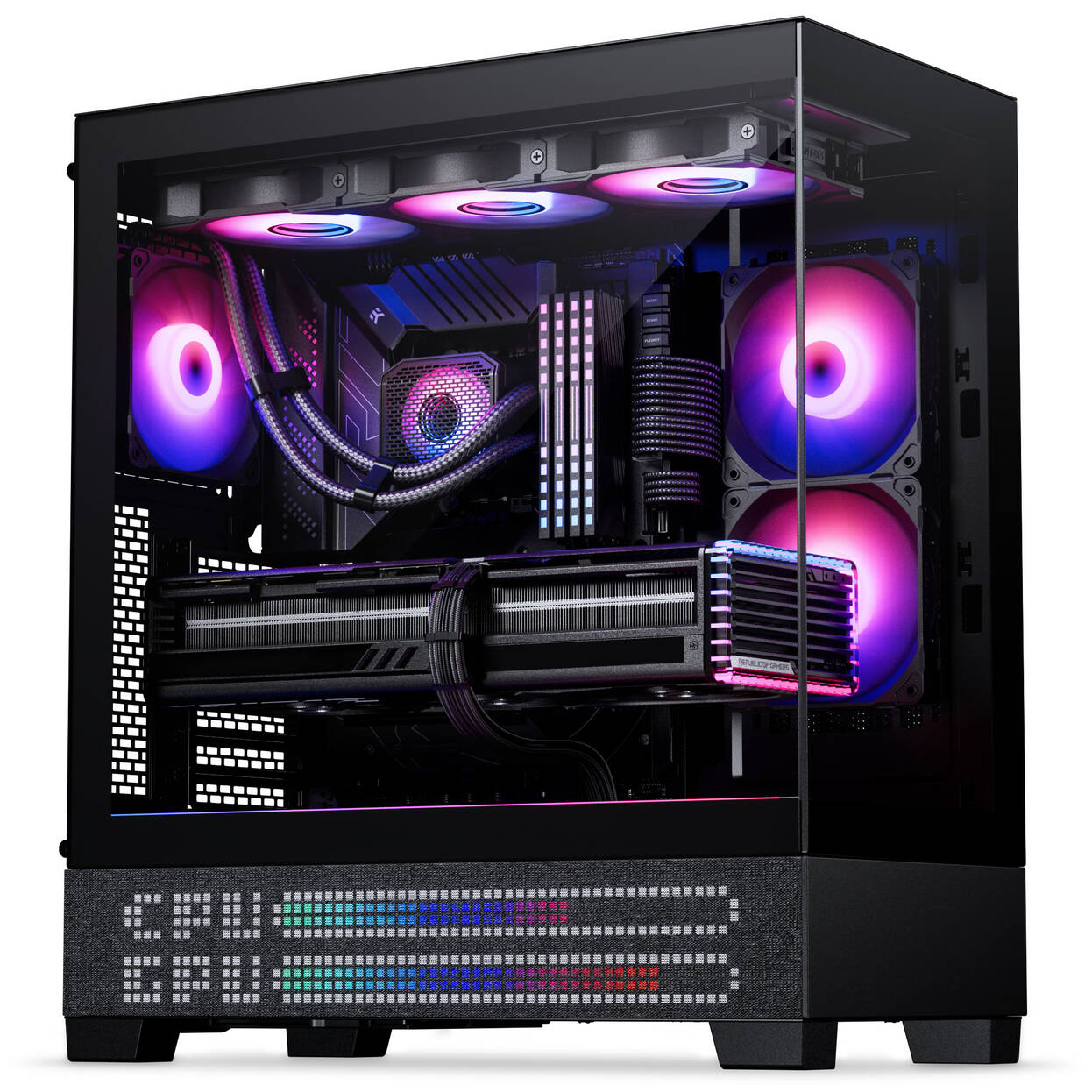 Phanteks XT View Matrix PC Case, Mid-Tower, E-ATX, Tempered Glass, Matrix LED - Black