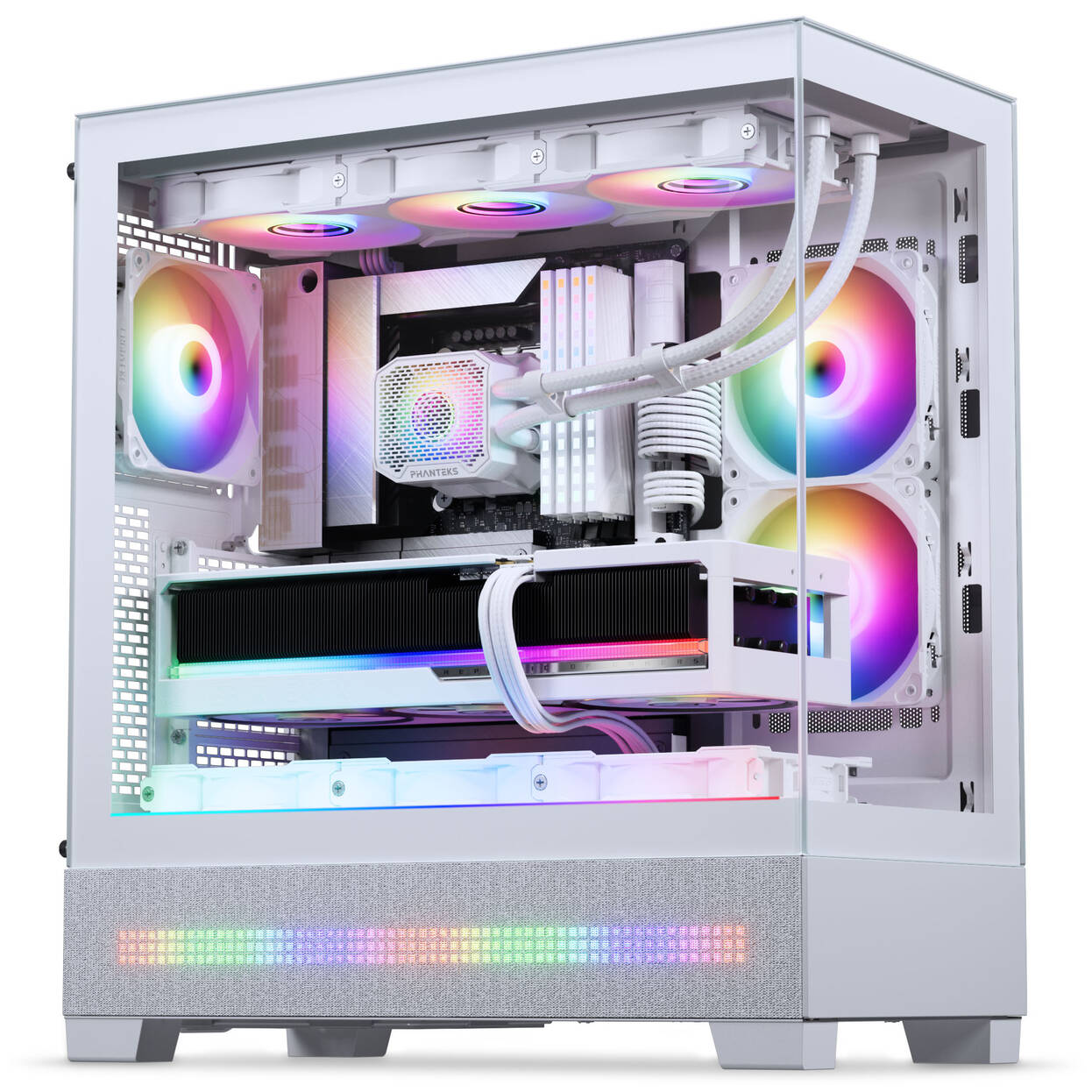 Phanteks XT View Matrix PC Case, Mid-Tower, E-ATX, Tempered Glass, Matrix LED - White