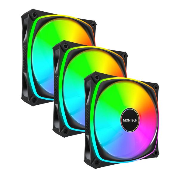 Montech AX120 PRO PWM Fan, ARGB – 3-Pack, 120mm, black
