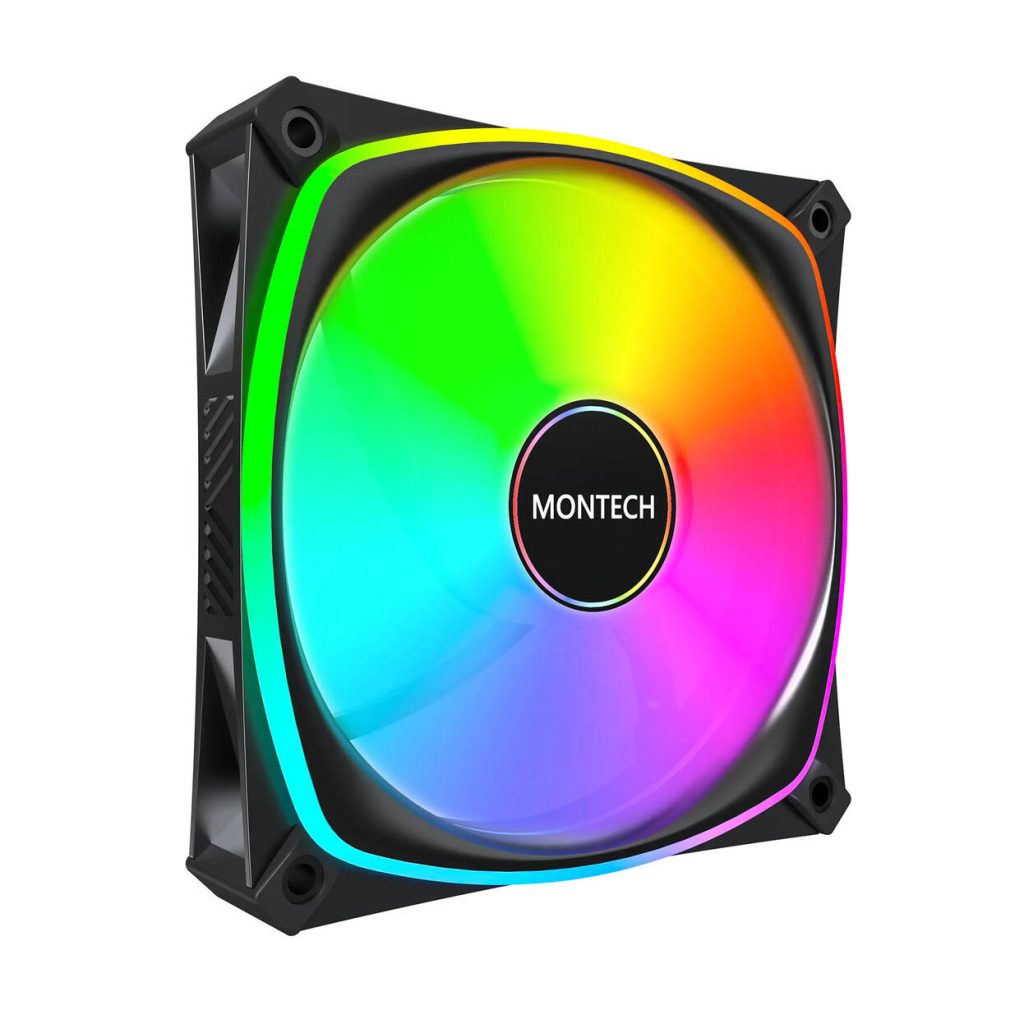 Montech RX120 PRO PWM Reverse Fan, ARGB 3-Pack, 120mm, black