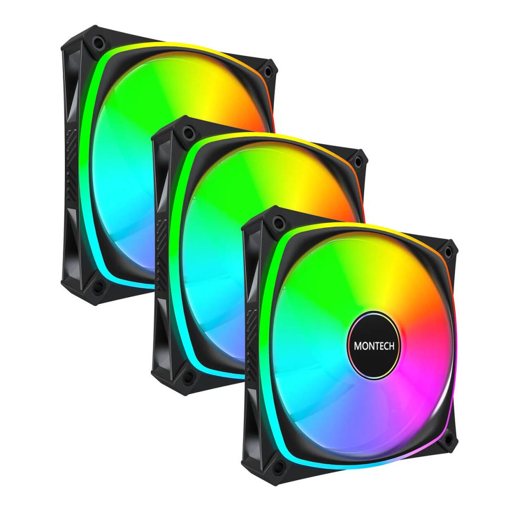 Montech RX120 PRO PWM Reverse Fan, ARGB 3-Pack, 120mm, black