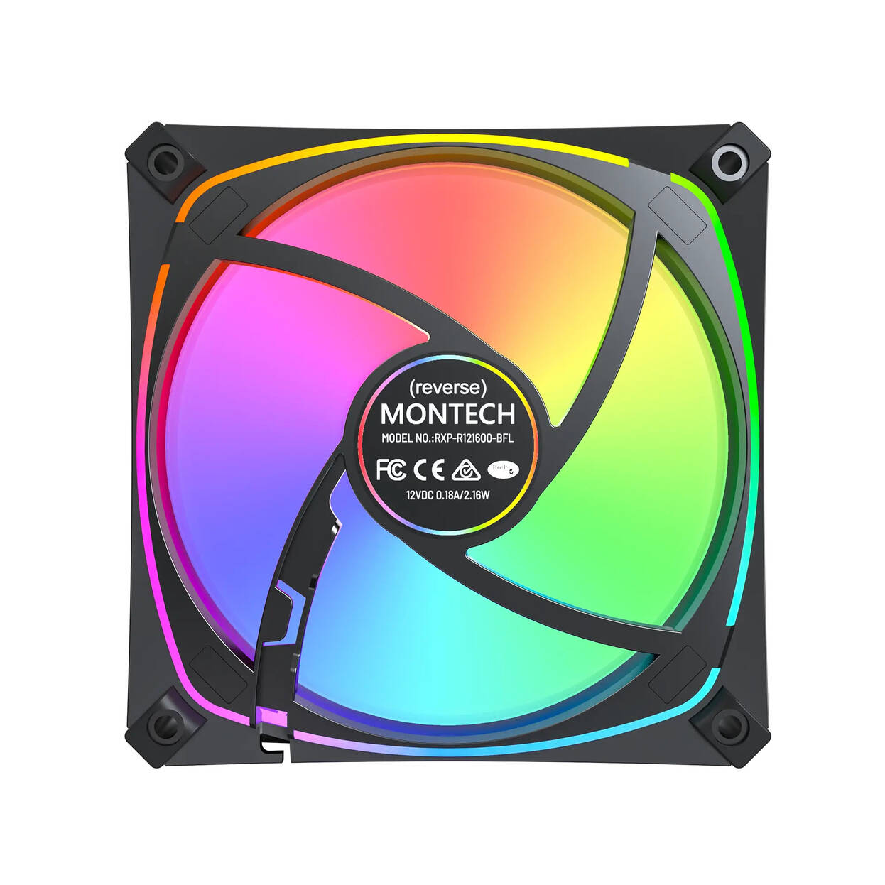 Montech RX120 PRO PWM Reverse Fan, ARGB 3-Pack, 120mm, black
