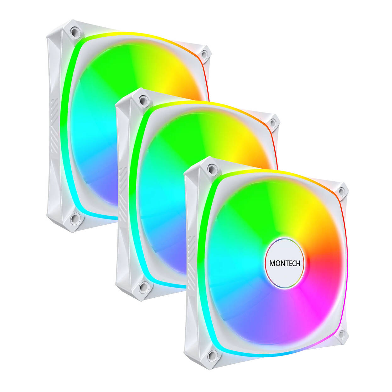 Montech RX120 PRO PWM Reverse Fan, ARGB - 3-Pack, 120mm, white : image 1