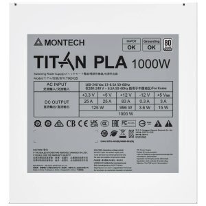 Montech Titan PLA 1000W, 80 PLUS, Cybenetics Platinum, modular, PCIe 5.1 - 1000 watts, white : image 6