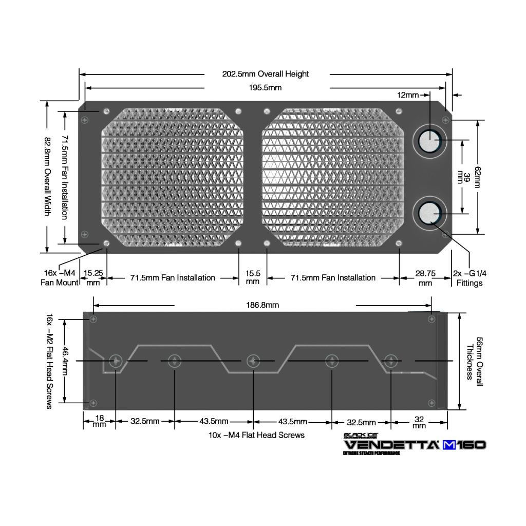 Black Ice Vendetta XM160 Radiator - Omega Black