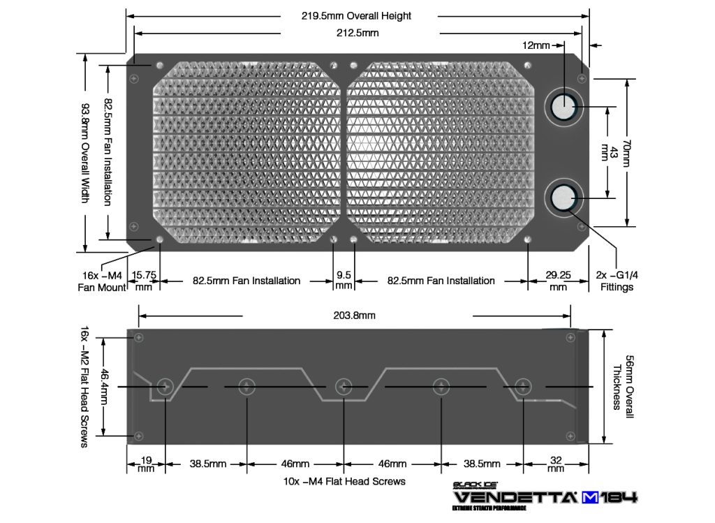 Black Ice Vendetta XM184 Radiator - Omega Black
