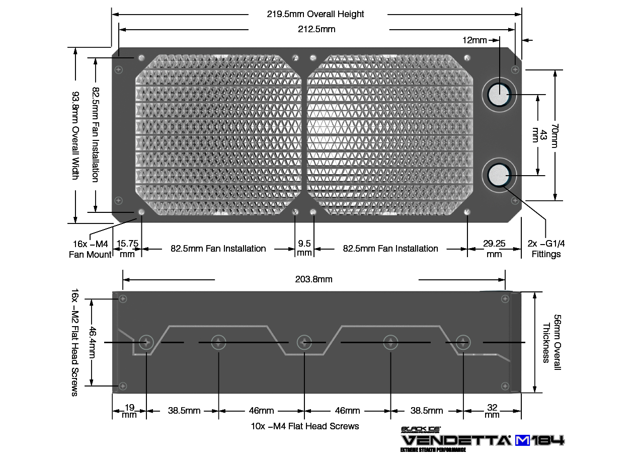 Black Ice Vendetta XM184 Radiator - Omega Black