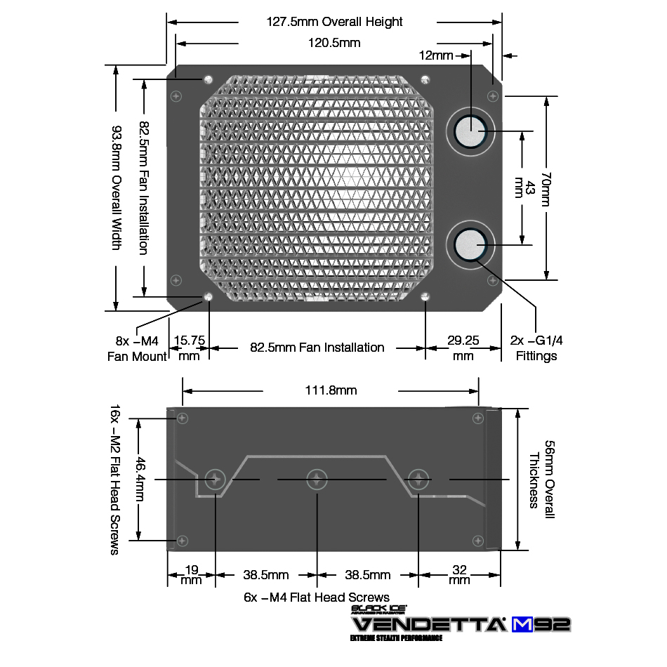 Black Ice Vendetta XM92 Radiator - Omega Black