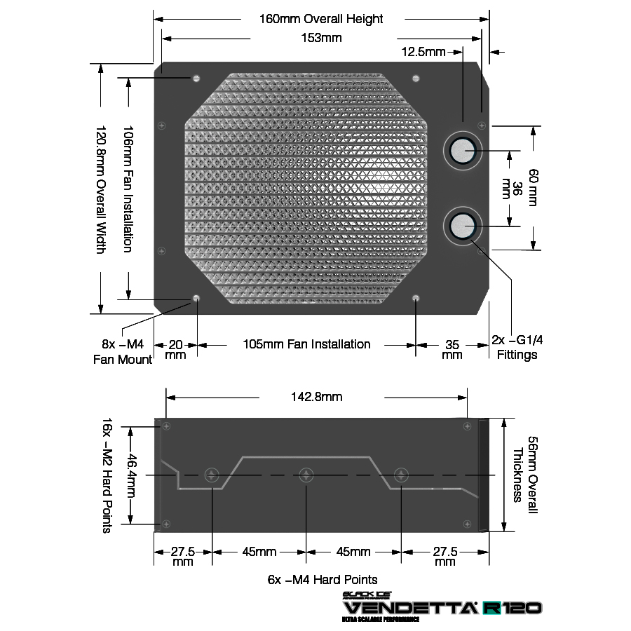Black Ice Vendetta R120 Radiator - Omega Black