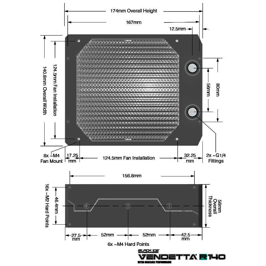Black Ice Vendetta R140 Radiator - Omega Black