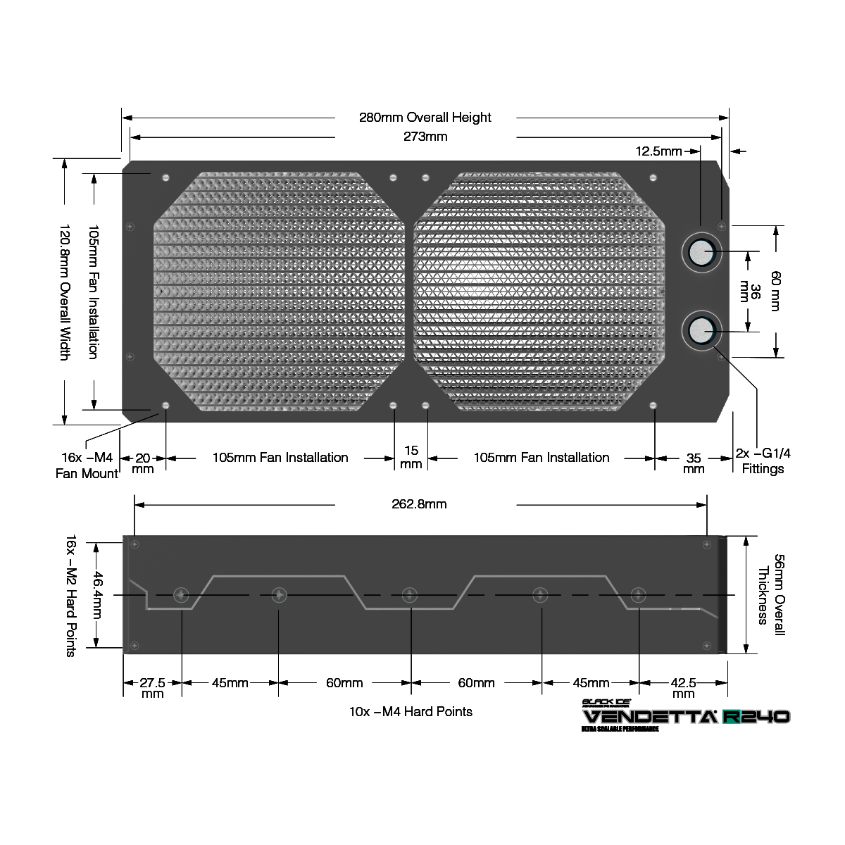 Black Ice Vendetta R240 Radiator - Omega Black