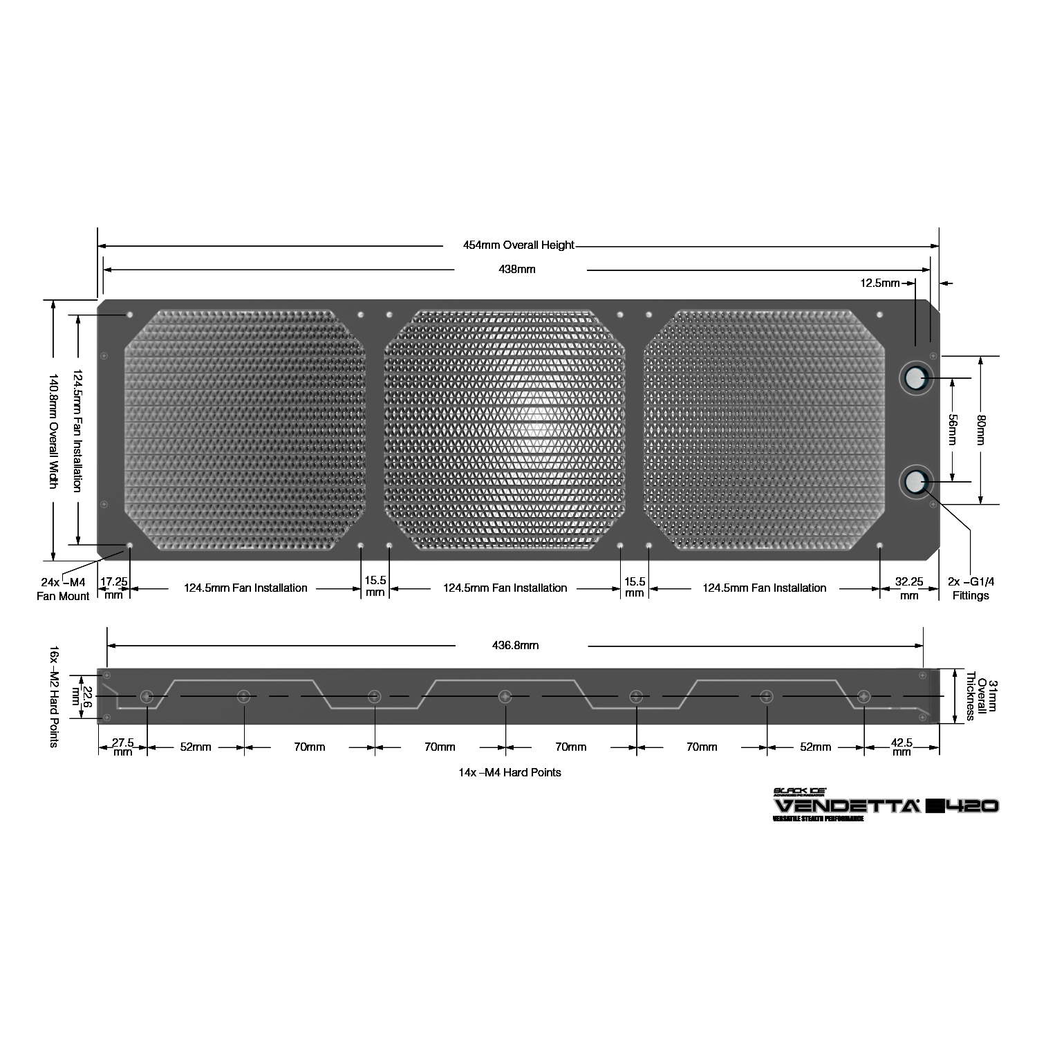 Black Ice Vendetta S420 Radiator - Omega Black