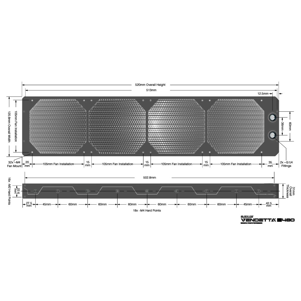 Black Ice Vendetta S480 Radiator - Omega Black