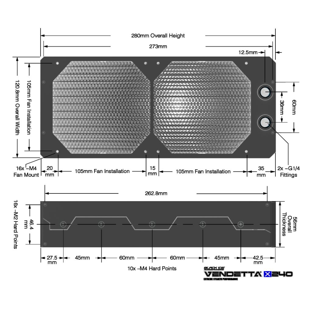 Black Ice Vendetta X240 Radiator - Omega Black