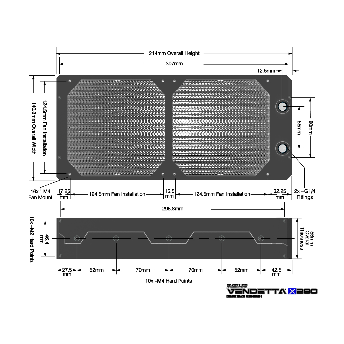 Black Ice Vendetta X280 Radiator - Omega Black : image 5