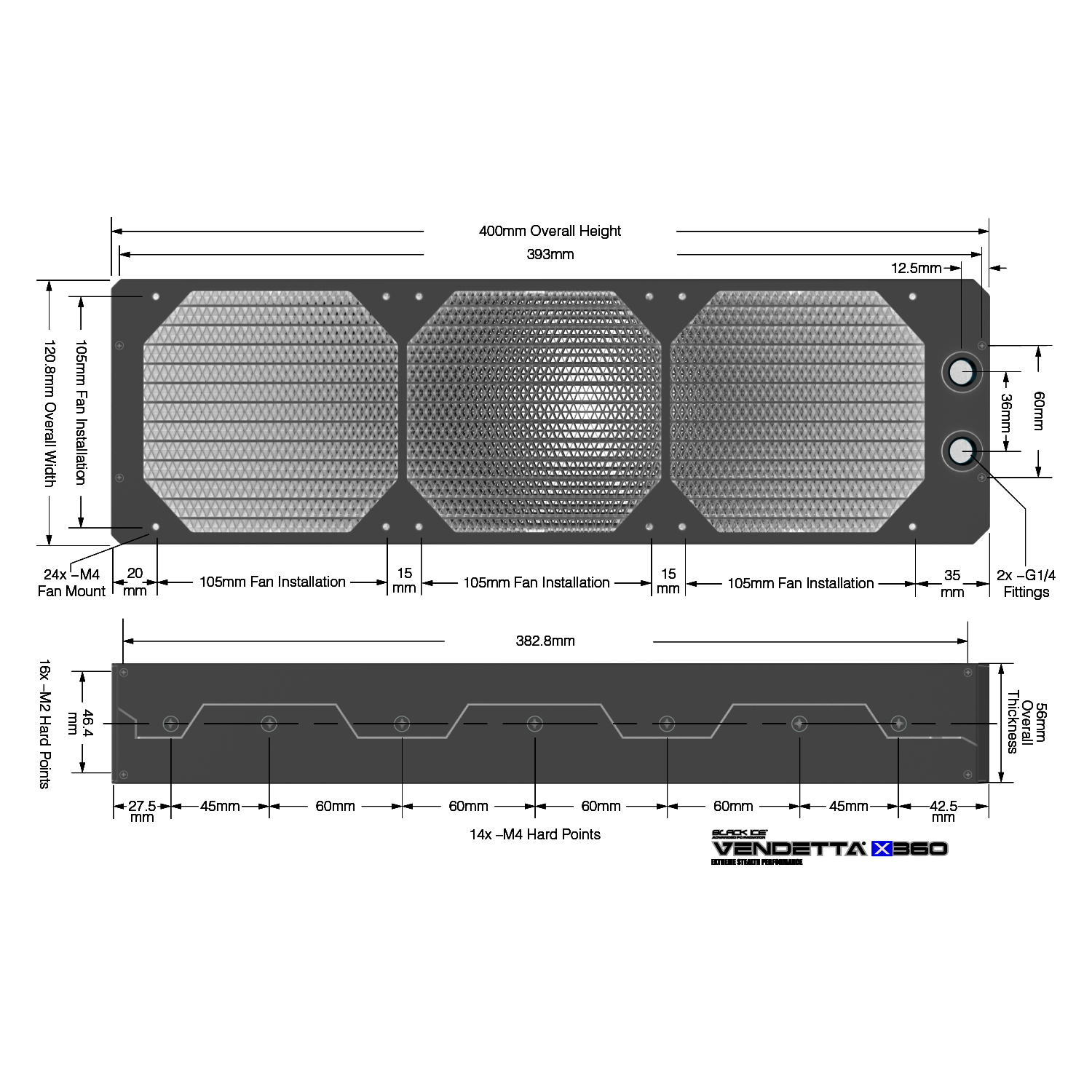 Black Ice Vendetta X360 Radiator - Omega Black