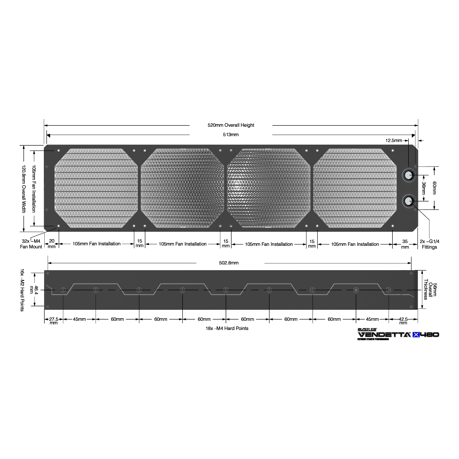 Black Ice Vendetta X480 Radiator - Omega Black : image 5