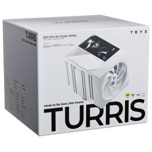 TRYX TURRIS T620 CPU Air Cooler, Dual-Tower, with 5-Inch Display - 120mm, White