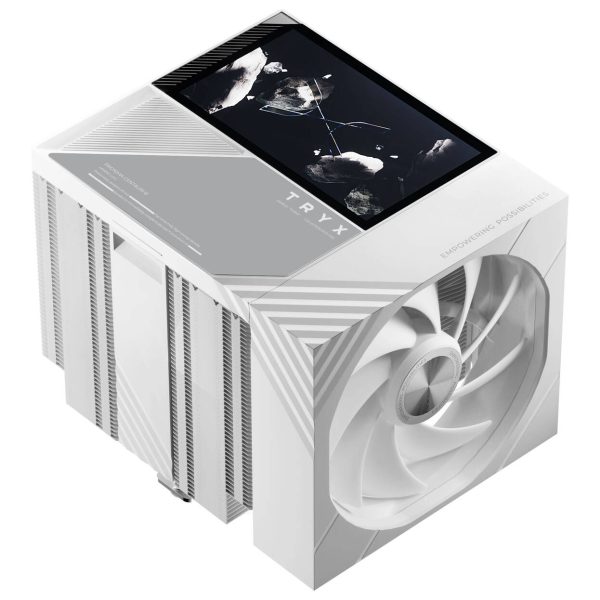 TRYX TURRIS T620 CPU Air Cooler, Dual-Tower, with 5-Inch Display – 120mm, White