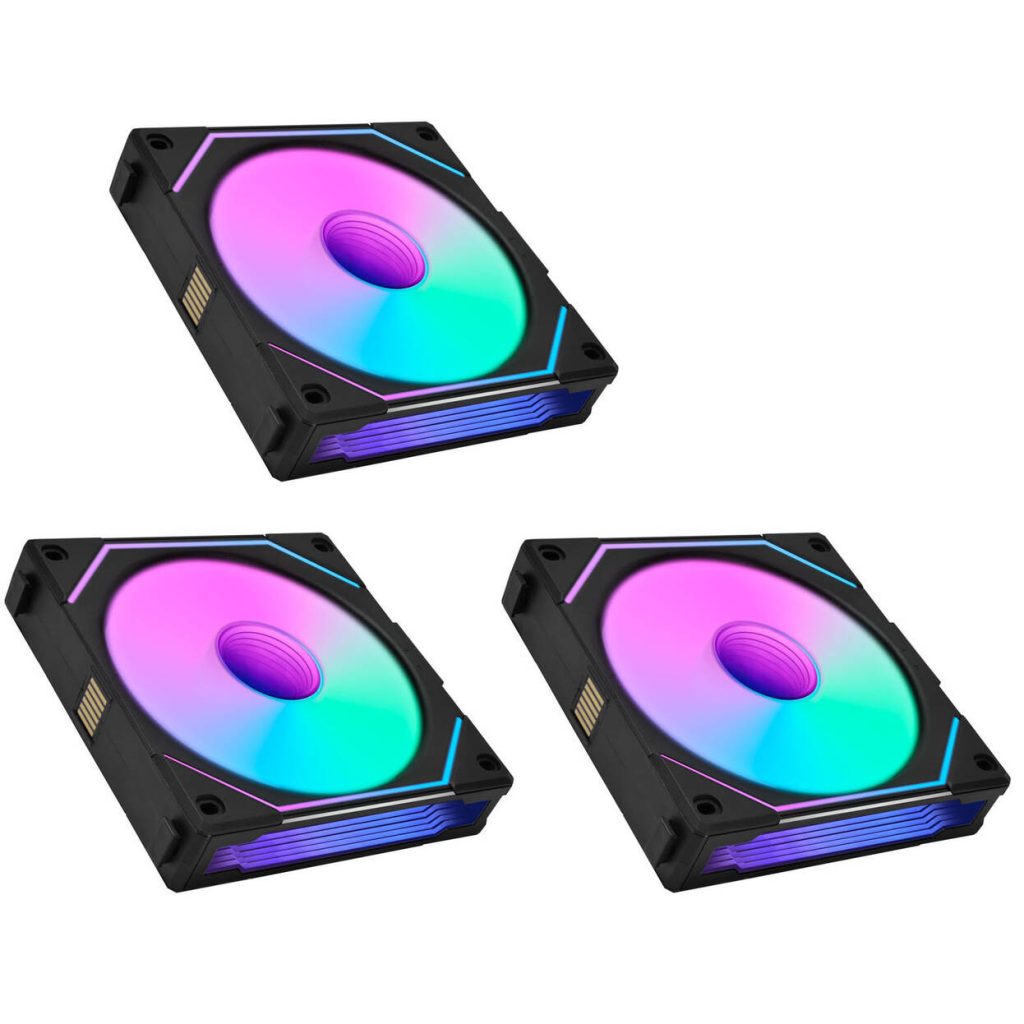 Lian Li UNI FAN SL-INF 120 ARGB Reverse Blade PWM Fan, 3-Pack Single Fans (Without Controller) - 120mm, Black