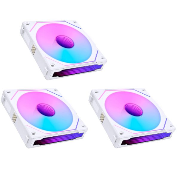 Lian Li UNI FAN SL-INF 120 ARGB Reverse Blade PWM Fan, 3-Pack Single Fans (Without Controller) – 120mm, White