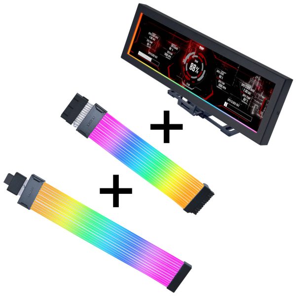Lian Li Strimer Wireless 24-Pin RGB Motherboard Cable + 12V-2×6 GPU Cable Wide + 8.8 Universal Screen – Black