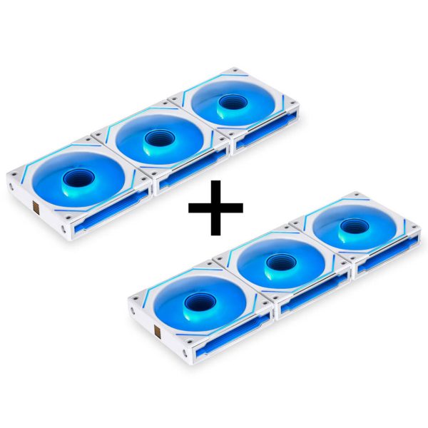 Lian Li “Complete Build Kit” UNI FAN SL-INF 120 ARGB Reverse Blade PWM Fan, 6-pack – 120mm, white