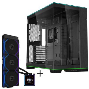 Lian Li O11 Dynamic EVO RGB PC Case Bundle + HydroShift II LCD-S 360TL AiO - Black