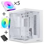 Lian Li O11 Dynamic Mini V2 + 5x UNI FAN SL-INF 120 Reverse Blade + 1x Standard PWM aRGB Fans - White