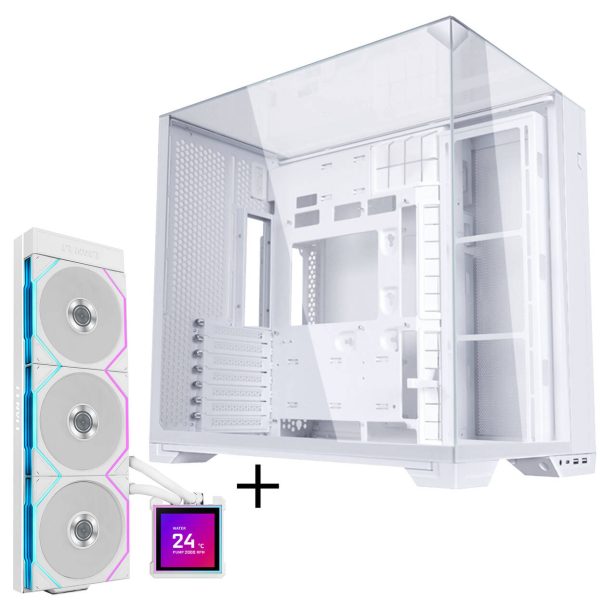 Lian Li O11 Vision Compact Case Bundle + HydroShift II LCD-S 360TL AiO – white