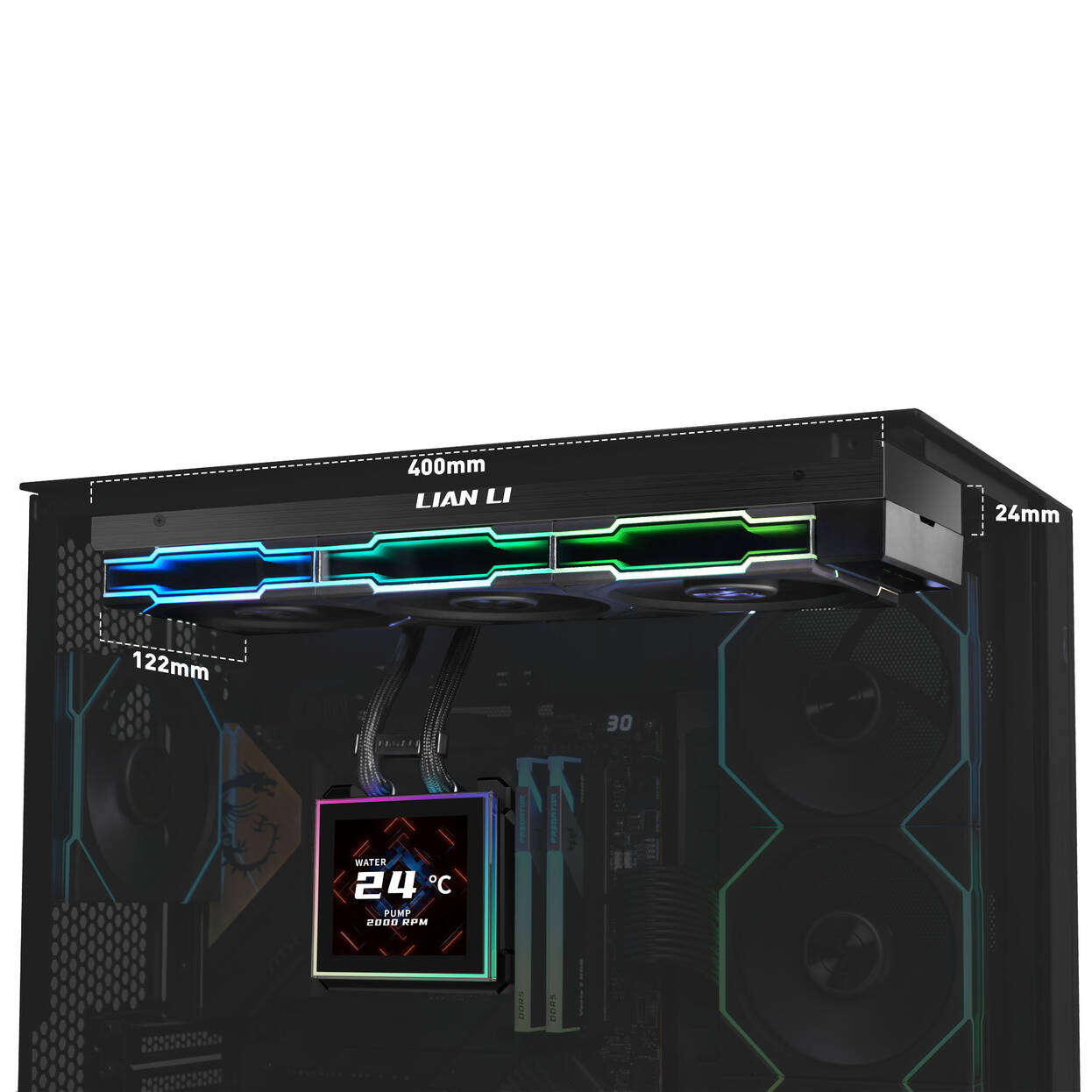 Lian Li O11 Vision Compact Case Bundle + HydroShift II LCD-S 360TL AiO - black