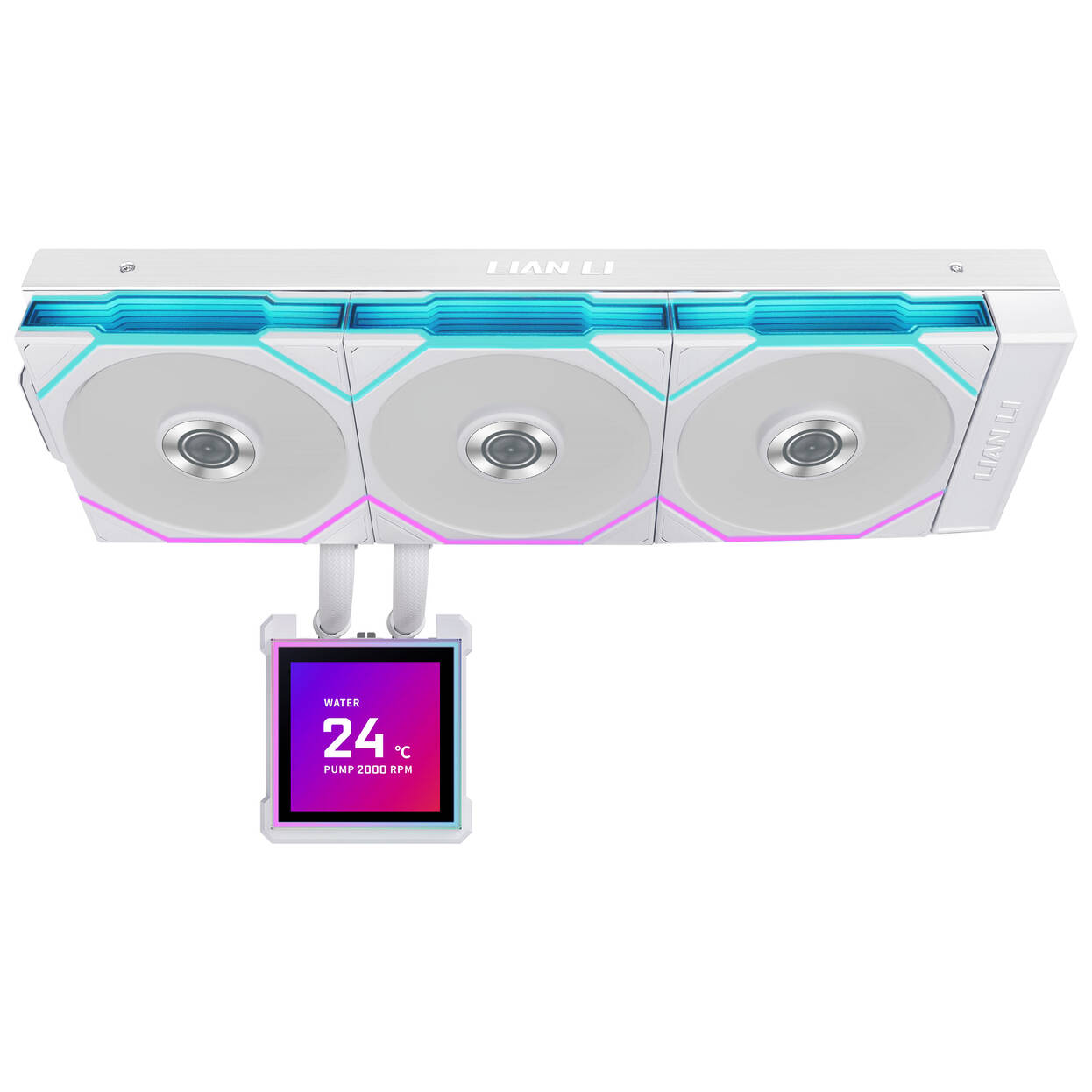 Lian Li O11 Dynamic EVO RGB PC Case Bundle + HydroShift II LCD-S 360TL AiO - White