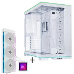 Lian Li O11 Dynamic EVO RGB PC Case Bundle + HydroShift II LCD-S 360TL AiO - White