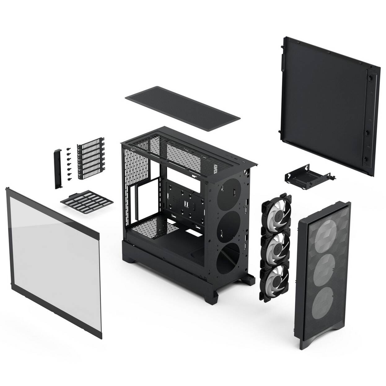 Fractal Design Pop 2 Air TG RGB PC Case, Mid Tower, ATX, Tempered Glass - including 3x 120mm RGB Fans, Black