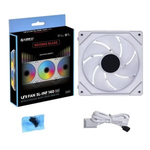 Lian Li UNI FAN SL-INF Wireless Fan, ARGB, PWM - Reverse Blade, 140mm, white